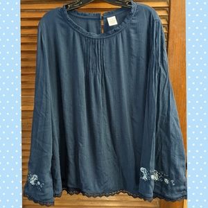 Navy blue plus size blouse